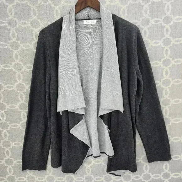 Calvin Klein Open Front Waterfall Women's Sweater Cardigan L - Picture 1 of 8